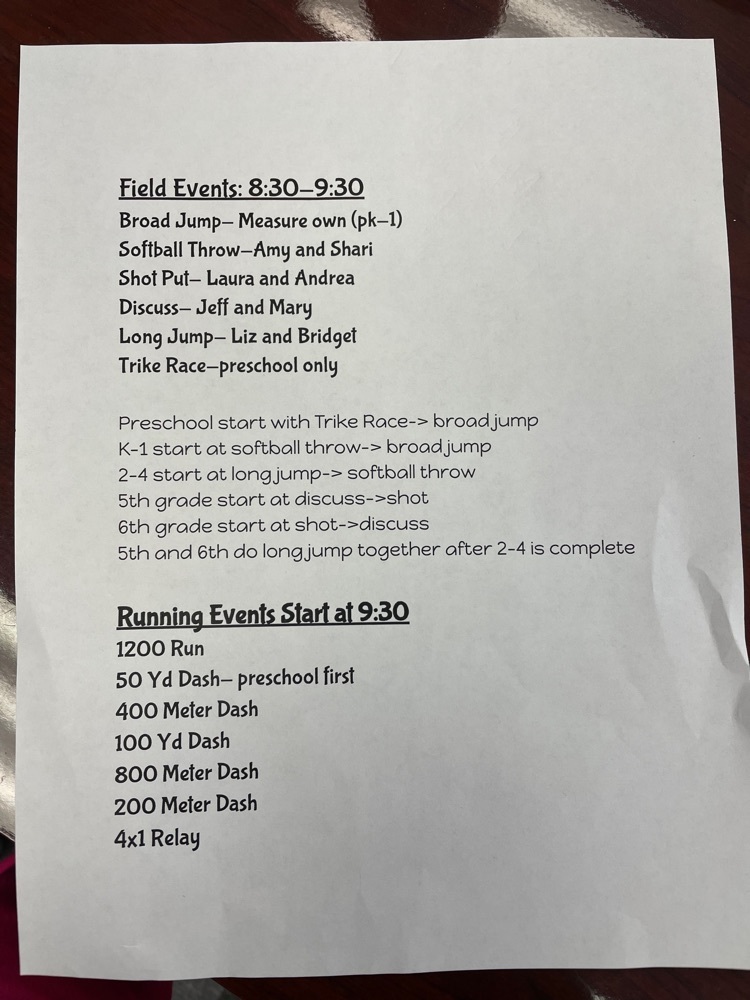 schedule elementary track and field event 